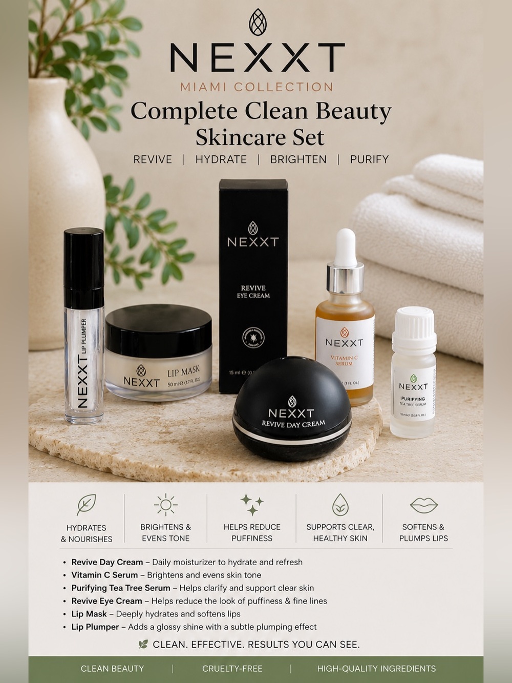 NEXXT Miami Complete Clean Beauty Skincare Collection Bundle